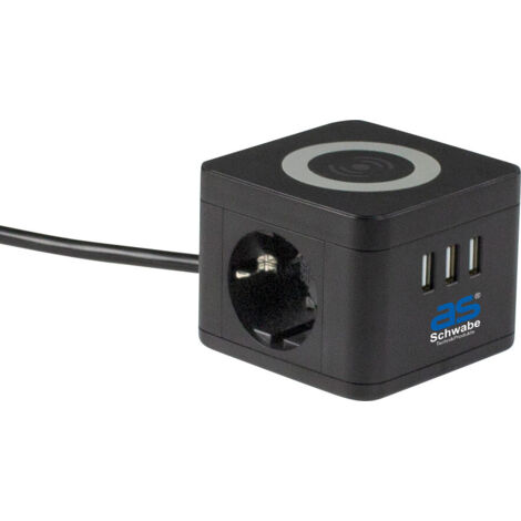 2-fach Steckdosentower 1,5m 230V Induktionsladefläche USB IP20