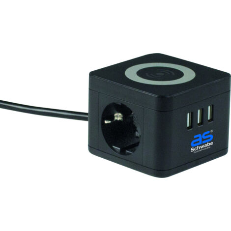 2-fach Steckdosentower 1,5m 230V Induktionsladefläche USB IP20
