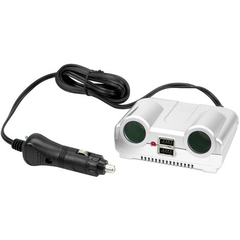 2-Fach Zigarettenanzünder-Verteilerstecker mit USB + Schalter