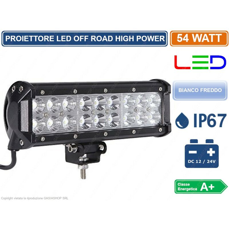 Image of Faro proiettore barra led cree off road luce di lavoro supplementare 10V - 30V 54W IP67 jeep auto