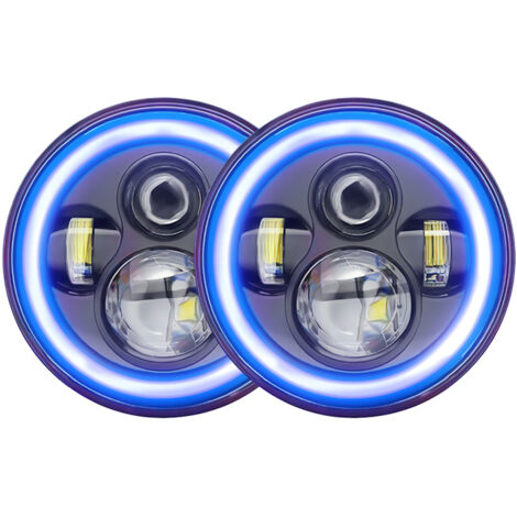 2 faros LED redondos de 7 pulgadas, luces de circulación diurna, intermitentes, luz de cruce, luz de carretera, aros rojos, compatibles con Jeep Wrangler JK TJ LJ CJ, Hummer H1 H2, Chevy, Ford, camion