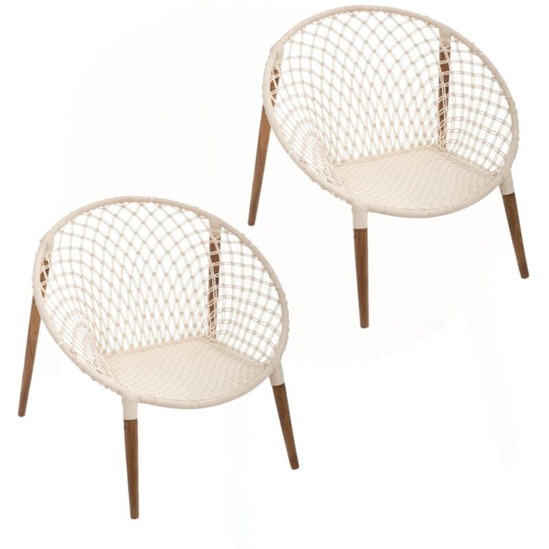 2 Fauteuils de jardin ethnique en fil Terre Sauvage - Blanc - Blanc