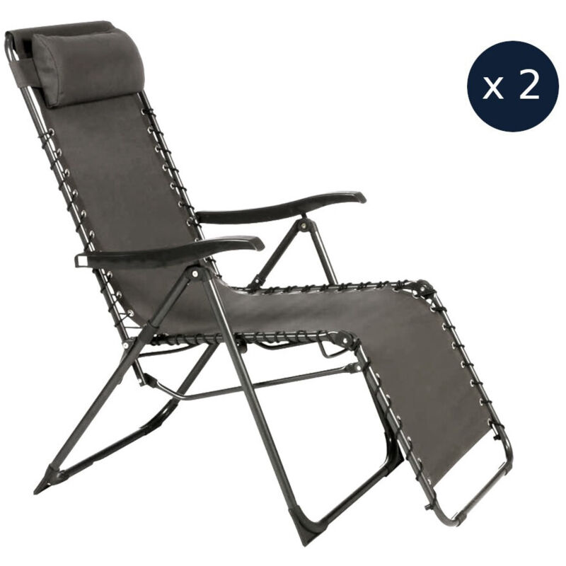 Hesperide - 2 Fauteuils de jardin relax silos Gris anthracite - Hespéride