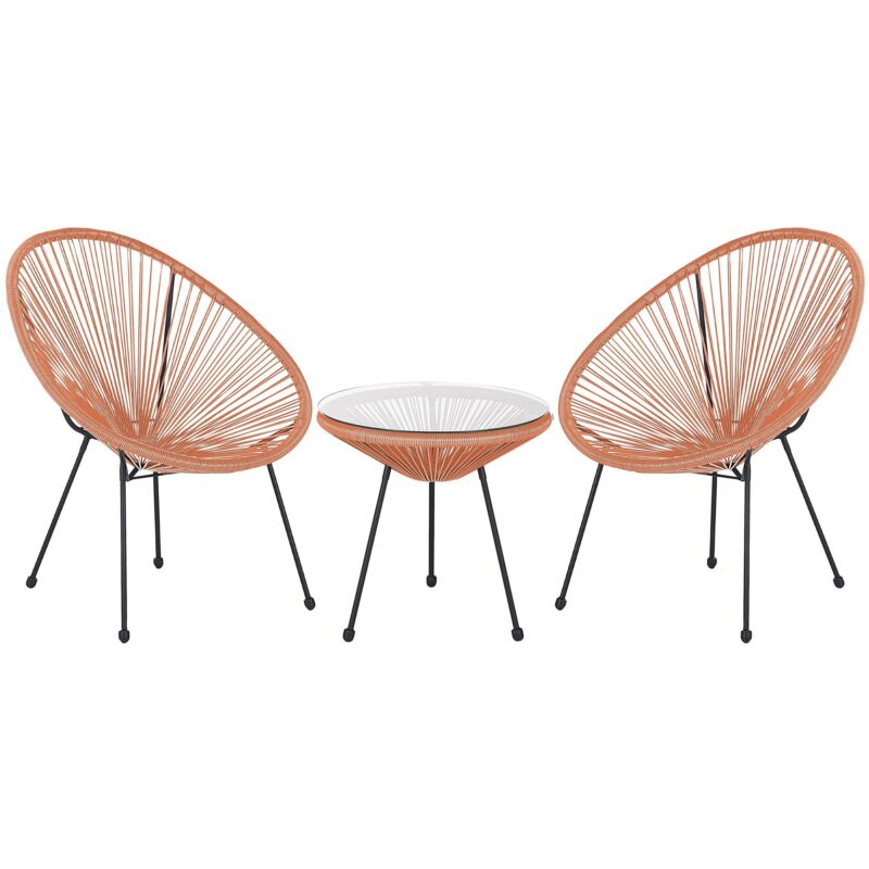 Chaises et Table en Polyrotin et Acier Verre Type Spaghetti Design Tendance pour Intérieur ou Extérieur au Style Moderne et Industriel