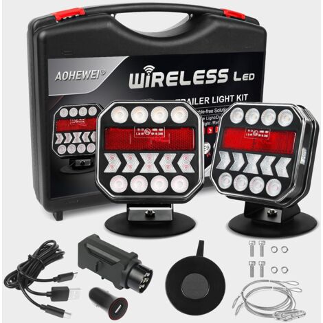 2 Feux arrière LED magnétiques sans fil, batterie 9h, étanches IP67, pour remorque, camping-car, bateau