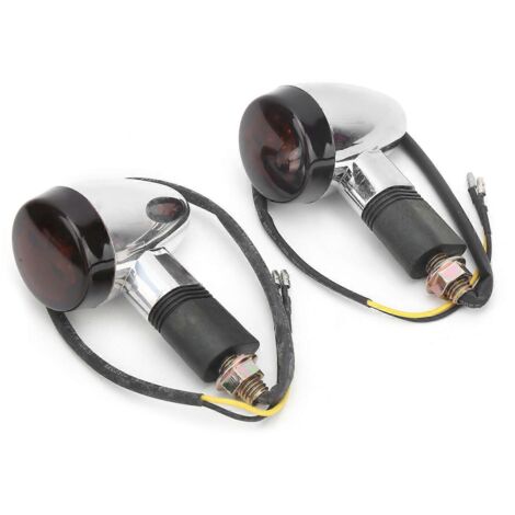 2 feux clignotants universels moto jaune vif, ampoule 12V 10mm filetage blanc, haute visibilité signalisation latérale.