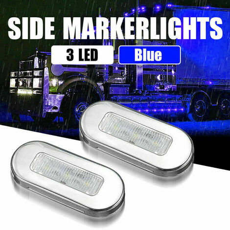 2 feux de gabarit latéraux LED bleus pour remorque de camion 12 V étanches. DRIVE