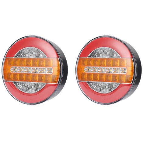 2 Feux de Recule LED 24V pour Remorque, Feux de Frein à Effet Fluide, Clignotants Orientables pour Camion, Bateau, Yacht, Kit de Phares Arrière Universel (Paire)