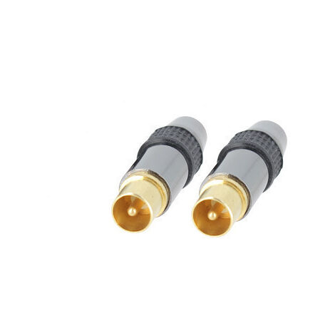 2 fiches coaxiales IEC 9.52 GOLD  2 mâles