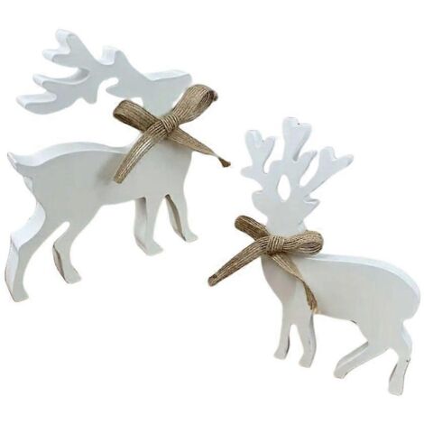 2 figurines de rennes de Noël, décorations festives pour sapin, maison et bureau, lot de 2 pièces