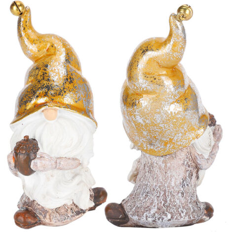 2 Figurines en Résine Père Noël à Barbe Blanche - Décoration de Forêt et Artisanat Cadeau de Noël