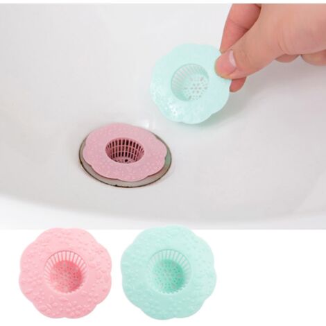 2 Filtre de vidange en forme de fleur Protecteur de vidange avec panier en silicone Filtre de vidange évier pour cuisine douche salle de bain baignoire et accessoires de cuisine, vert, rose