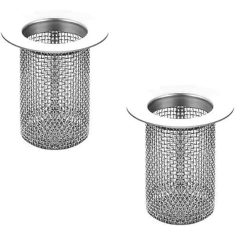 2 filtres de vidange pour baignoire et douche en acier inoxydable, filtre de vidange de douche, pour déchets de cuisine, salle de bain, lavabo (40 mm)