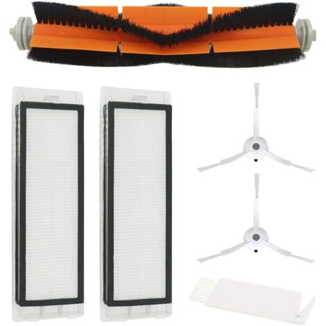 2 filtres HEPA + 2 brosses latérales + 1 brosses principales pour Xiaomi Mi Robot Vacuum 2 Roborock S50 S51 Rechange pour aspirateur Accessoires