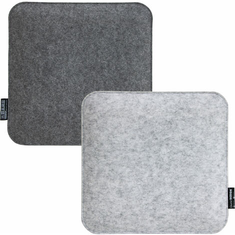 DUNEDESIGN 2 Filz Sitzkissen Eckig 35x35x3cm Stuhlkissen Set Wende Sitzauflage Weich Grau