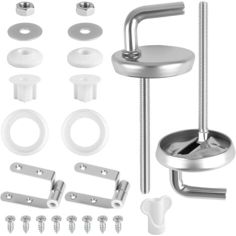 2 Fixation Cuvette Charniere WC Universel, Charniere Abattant, kit de Fixation Abattant WC Universel Acier pour Fixer SièGes, Accessoires en Caoutchouc pour Sièges de Toilette en Plastique Duroplast