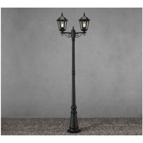 2-flammige Gartenlaterne FIRENZE, Aluminium schwarz, inkl. Pfahl