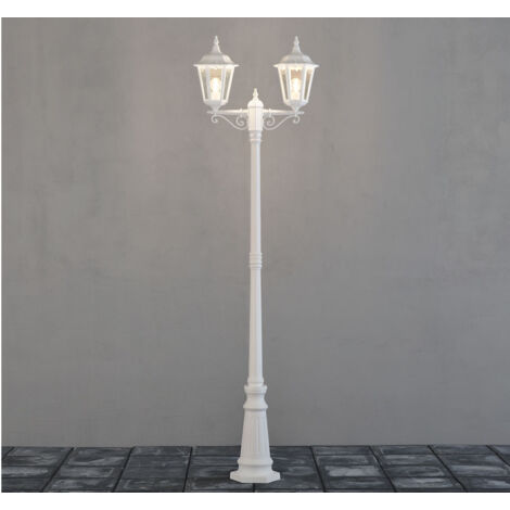 2-flammige Gartenlaterne FIRENZE, Aluminium weiß, inkl. Pfahl