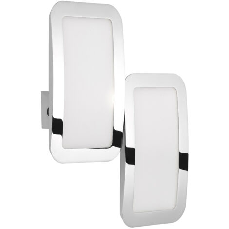 2-flammige LED Wandleuchte SAGA, Chromfarbig, 3-Stufen-Touchschalter, H: 35,5cm