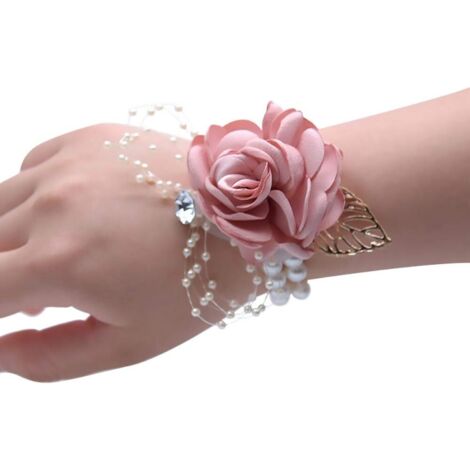2 fleurs en soie pour bracelet de demoiselle d'honneur/petite fille d'honneur, fleurs pour bracelet de mariée, décoration de main pour mariage et bal de promo
