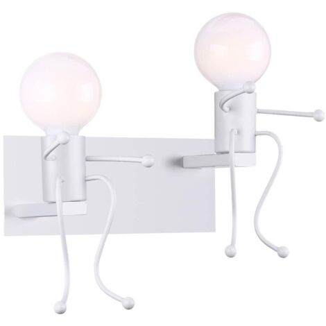 2 Focos Applique de Pared Vintage de Hierro, Lámpara de Pared Moderna Metal E27 para Bar Habitación Principal Cocina Restaurante Café Pasillo（Negro）