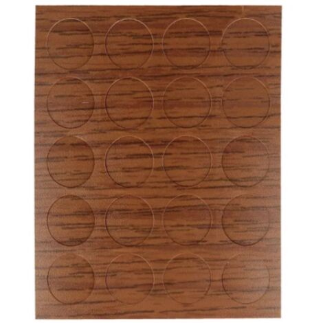 2 FOGLI - 40 ADESIVI COPRIVITE Ø13MM - COLORE LEGNO NOCE