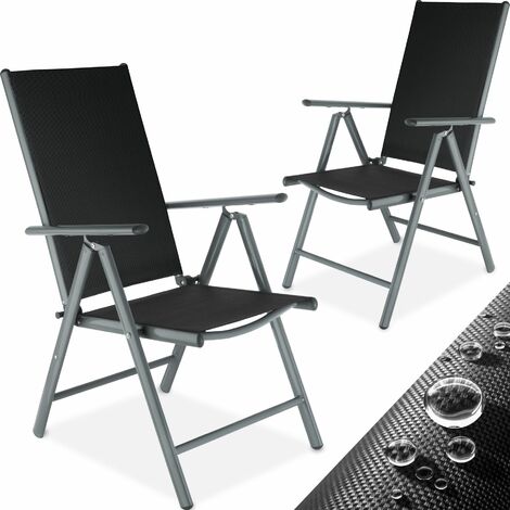 2 folding aluminium garden chairs - reclining garden chairs, garden recliners, outdoor chairs - black/anthracite