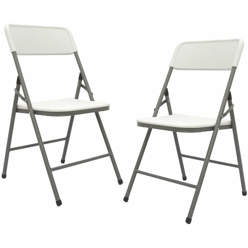 2 Folding Chairs up to 150 kg Garden Seat Balcony Furniture Weatherproof Plastic