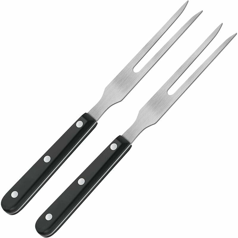 2 fourchettes sculptées fourchette à viande en acier inoxydable avec manche en plastique 10.6 "fourchette de service pour barbecue avec manche noir