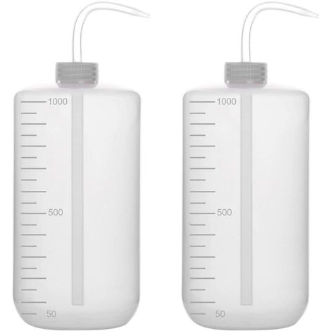 2 frascos de presión de 1000 ml – LDPE, goulot étroit, botella para prensar para lavado/labo