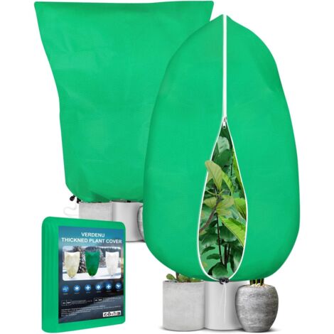 2 fundas de invierno para plantas de exterior, 120 x 180 cm, 80 g/m², con cremallera, protección contra el frío y las heladas.