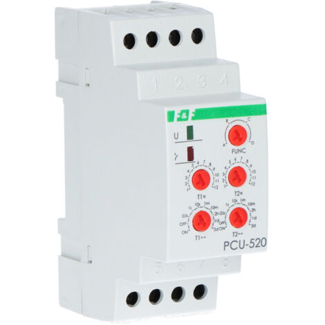 2-Funktions-Zeitrelais (Einstellung 2 Zeiten T1 T2, Kontakt: 2xNO/NC 12-264V PCU-520UNI