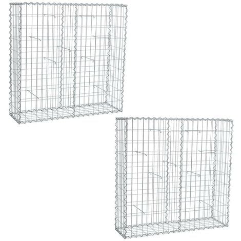 2 Gabions à pierres en métal galvanisé 100 x 100 x 30 cm