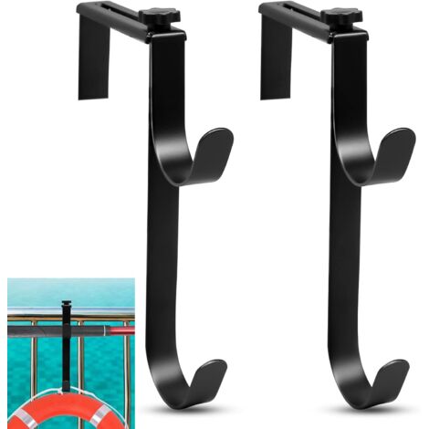 2 ganchos ajustables para postes de piscina, ganchos dobles para postes de piscina, ganchos mentales para colgar equipos de piscina, ganchos de poste de piscina para manguera de piscina, soporte de