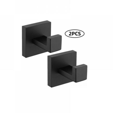 2 ganchos de pared para toallas, de acero inoxidable 304, color negro, resistentes al óxido y al agua, para baño, abrigos, color negro.