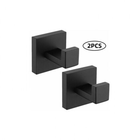 2 ganchos de pared para toallas, de acero inoxidable 304, negros, resistentes al óxido y al agua.