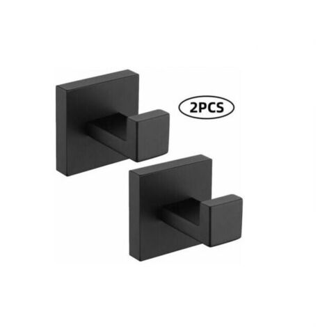 2 ganchos de pared para toallas, de acero inoxidable 304, negros, resistentes al óxido y al agua.
