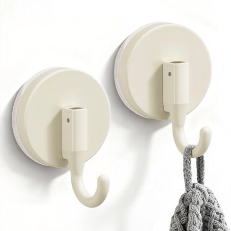 2 ganchos de ventosa de plástico ABS para baño, ultrarresistentes, no requieren perforación, extraíbles y reutilizables, blancos.