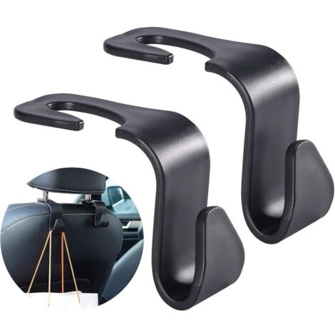 2 ganchos para coche, reposacabezas para asiento trasero, multifuncionales y resistentes (negros)