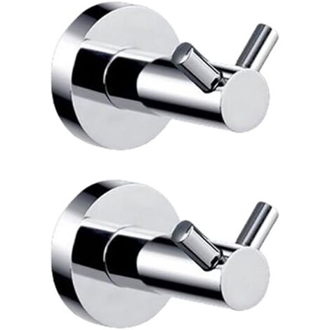 2 ganchos para toallas - Ganchos - Acero inoxidable - Taladro/Autoadhesivo - Con accesorios - 5 x 5,5 cm