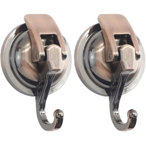 2 Ganci a Ventosa Murali, Ganci Adesivi Senza Fori, Portaoggetti Bagno Carico Massimo 10KG per Cucina Bagno Asciugamani Piastrelle (Bronzo)