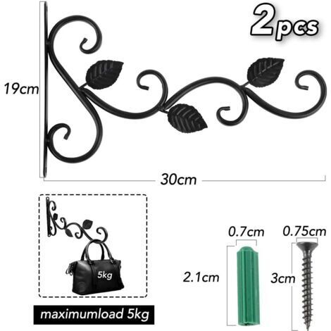 2 ganci da parete per piante, porta vasi a forma di foglia, da appendere al muro per giardino, balcone, lanterna, decorazione del cancello