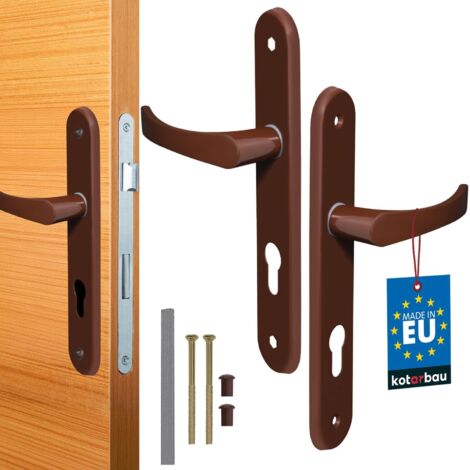 2 Garniture de porte, 72 mm, Aluminium, Montage gauche droite, Marron, Cylindre profilé