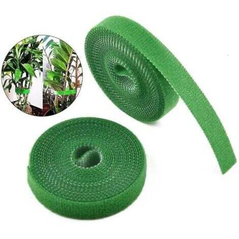2 Garten-Pflanzenbinder, wiederverwendbare Nylon-Bandrollen für Kletterpflanzen - 10 mm x 10 m - Grün