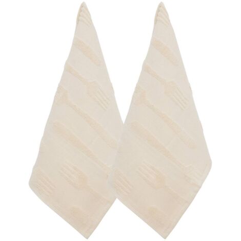 2 Geschirrtücher Terry 70x45cm beige Leinen - Atmosphera créateur d'intérieur