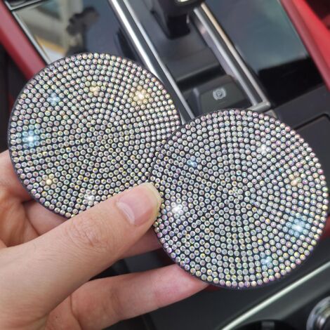 2 glitzernde Auto-Untersetzer, 7 cm (2,75 Zoll) (Farbe), Auto-Becherhalter-Untersetzer, glitzernde Auto-Untersetzer, Zubehör