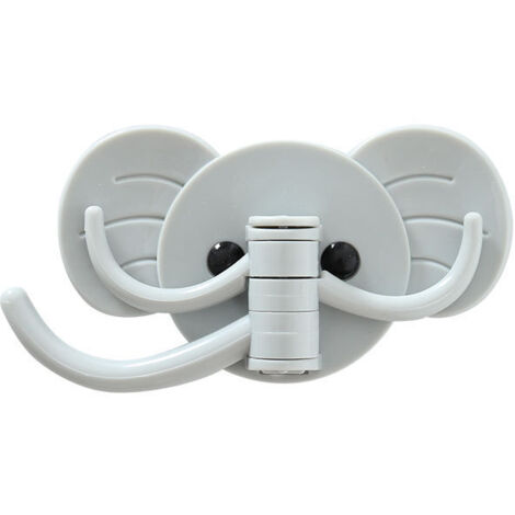 2 grands crochets muraux pivotants en forme d'éléphant, crochets muraux pivotants en forme d'animal collant pour porte-serviettes, salle de bain, cuisine, Garage（Bleu nordique）