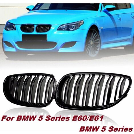 2 griglie a doppia linea nero lucido per BMW Serie 5 E60/E61 berlina 03-09