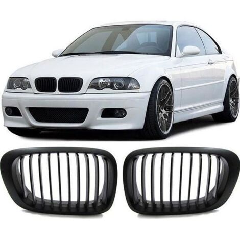 2 GRILLE DE CALANDRE NOIR MAT BMW SERIE 3 E46 COUPE PHASE 1 DE 1999 A 04/2003