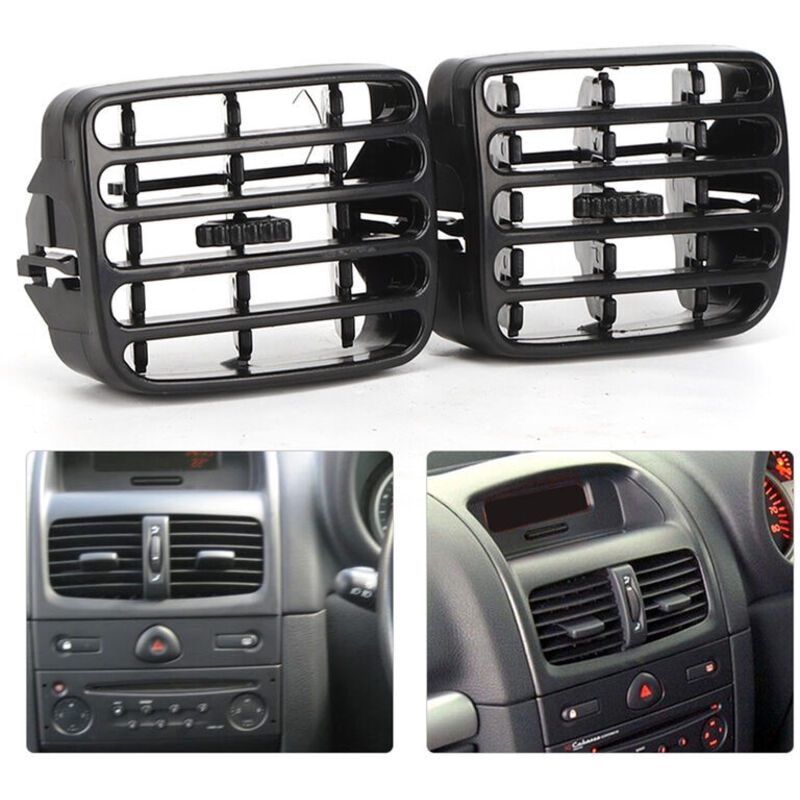 Debuns - 2 Grilles d´aération ventilation centrale grise du tableau de bord pour Clio MK2 1998‑2006